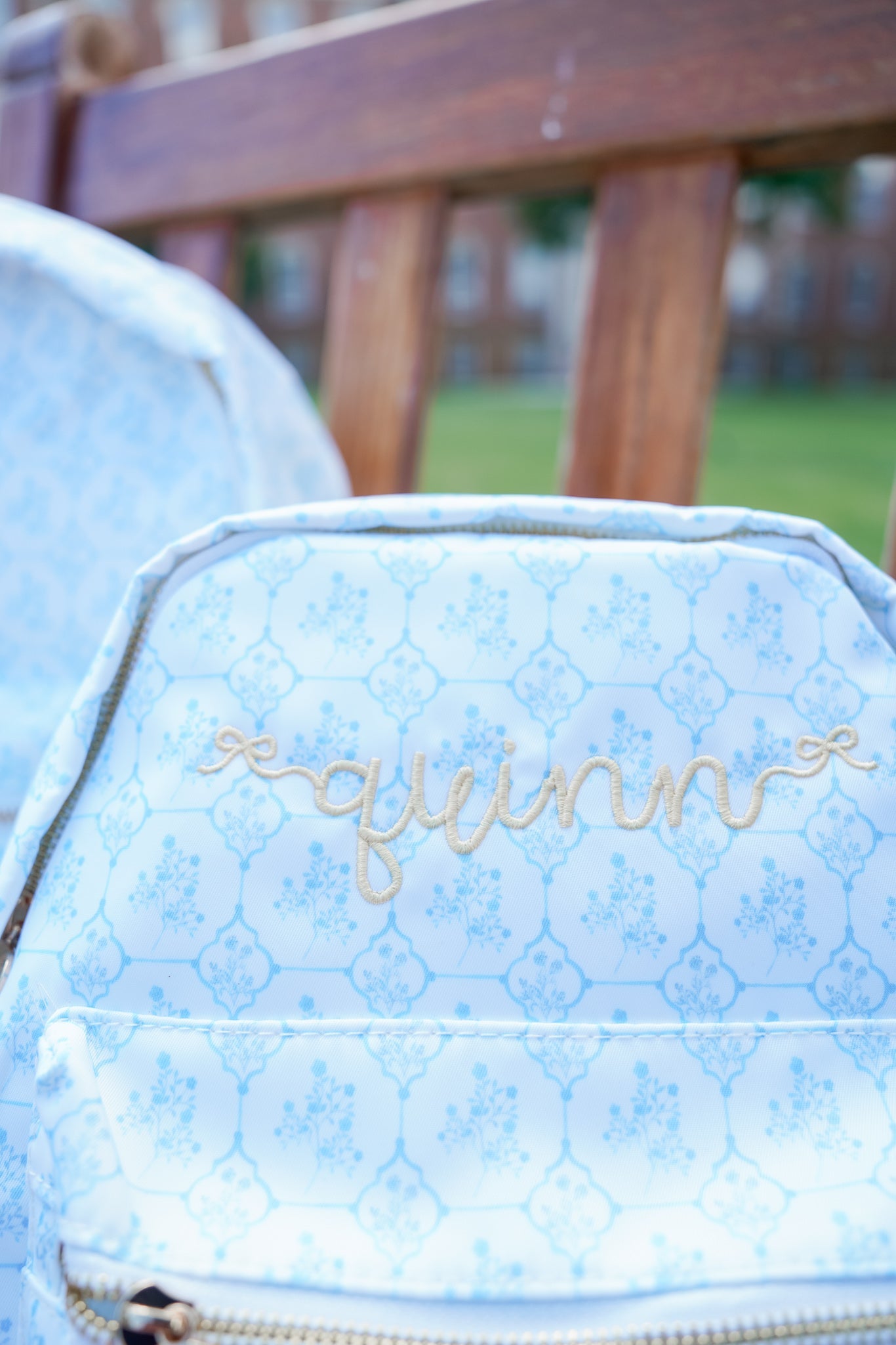 Blue Toile Backpack -PLAIN NO EMBROIDERY