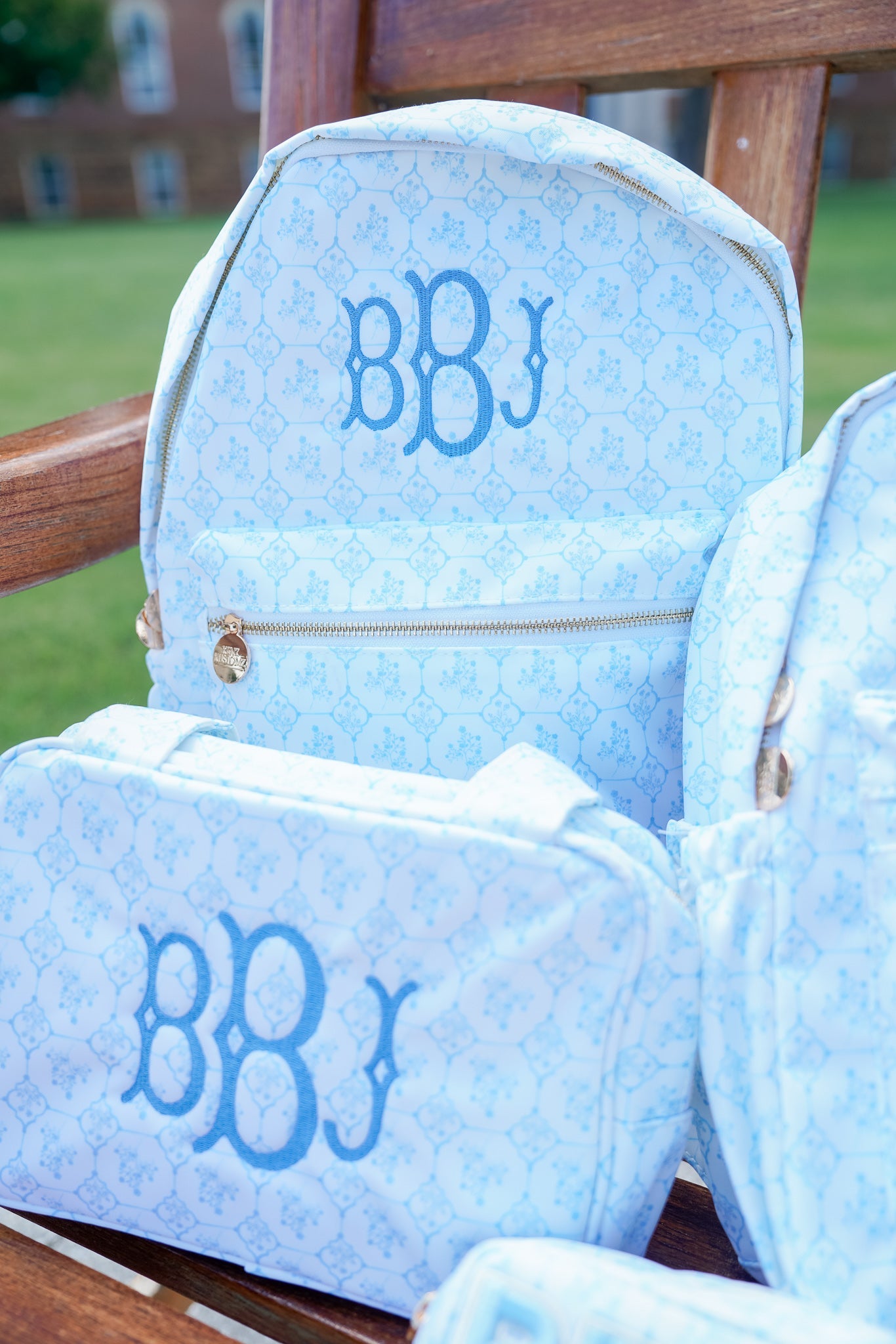 Blue Toile Backpack -PLAIN NO EMBROIDERY