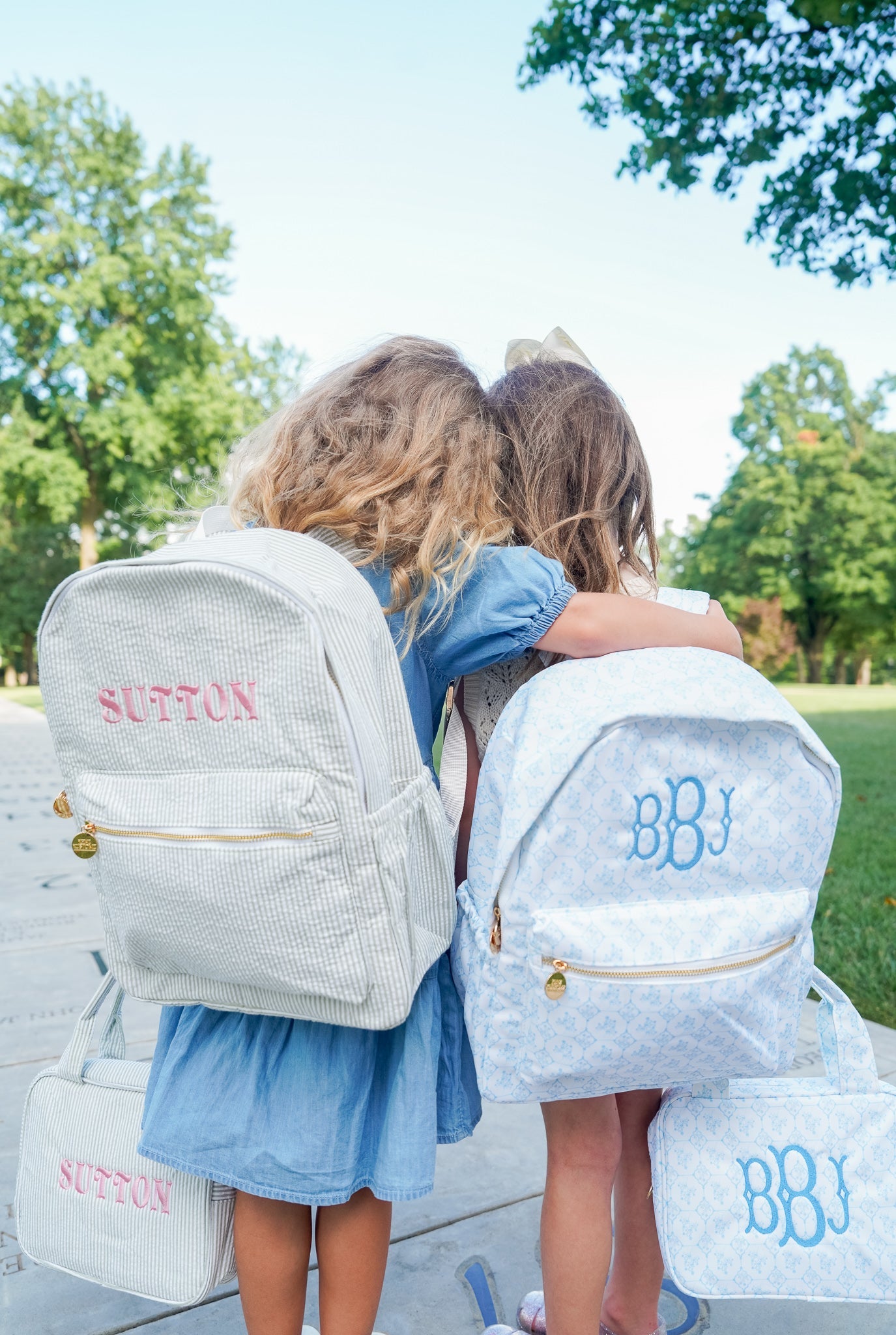 Blue Toile Backpack -PLAIN NO EMBROIDERY
