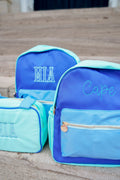 Blue + Teal Colorblock Backpack -PLAIN NO EMBROIDERY