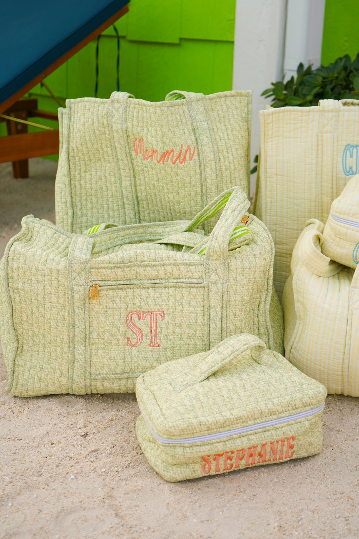 Quilted Block-Print Tote Bag