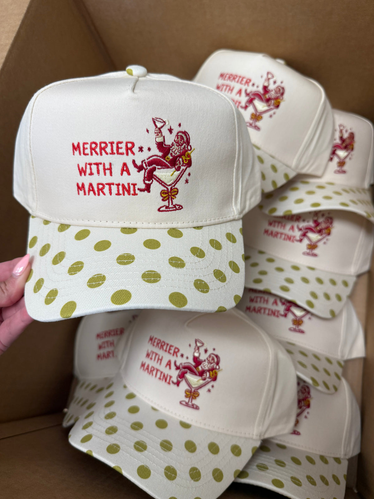 Merrier with Martini - Chartreuse Polka Dot Trucker Hat