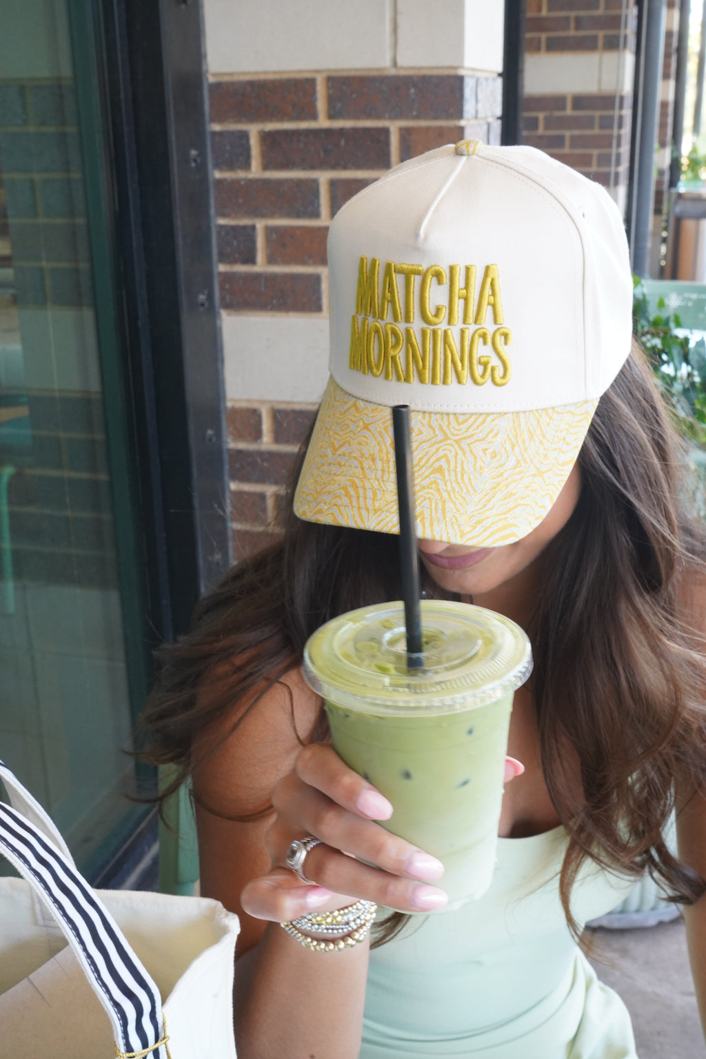 Matcha Mornings - Chartreuse Zebra Trucker Hat