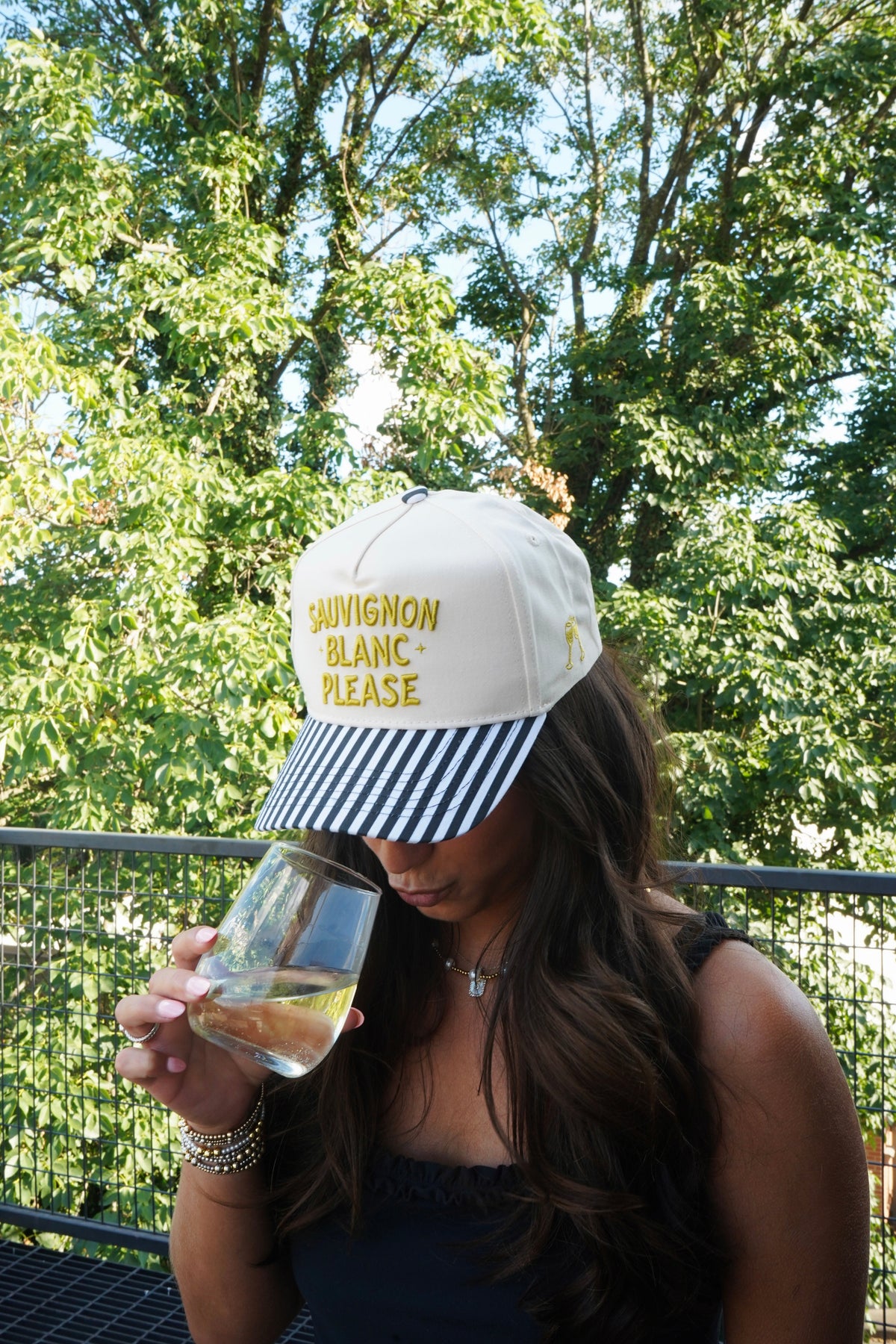 Sauvignon Blanc Please - Black & White Stripe Trucker Hat