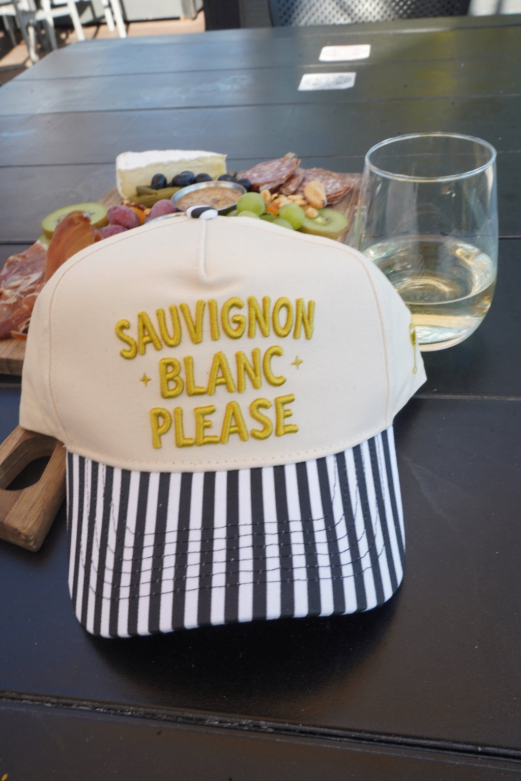 Sauvignon Blanc Please - Black & White Stripe Trucker Hat