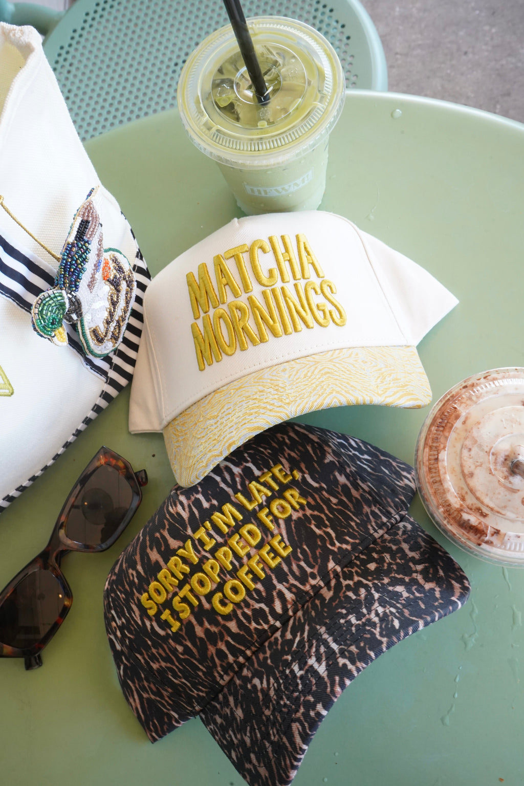 Matcha Mornings - Chartreuse Zebra Trucker Hat