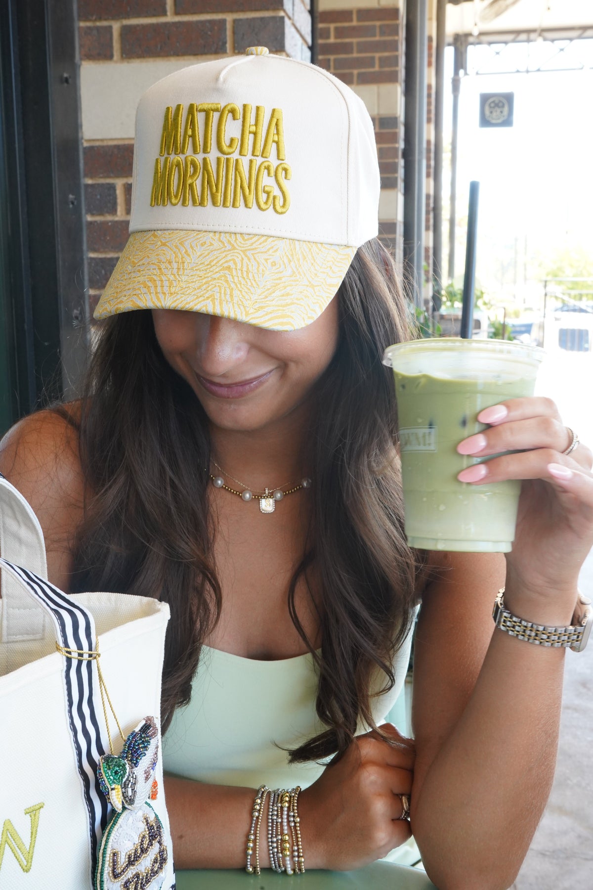 Matcha Mornings - Chartreuse Zebra Trucker Hat