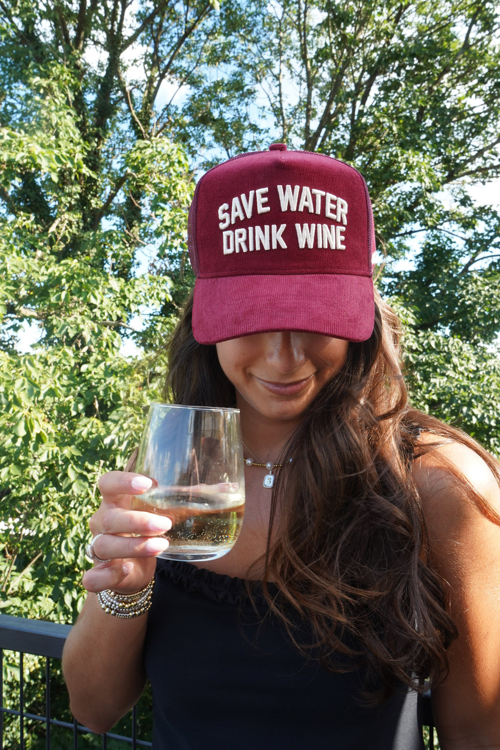Save Water Drink Wine - Maroon Corduroy Trucker Hat