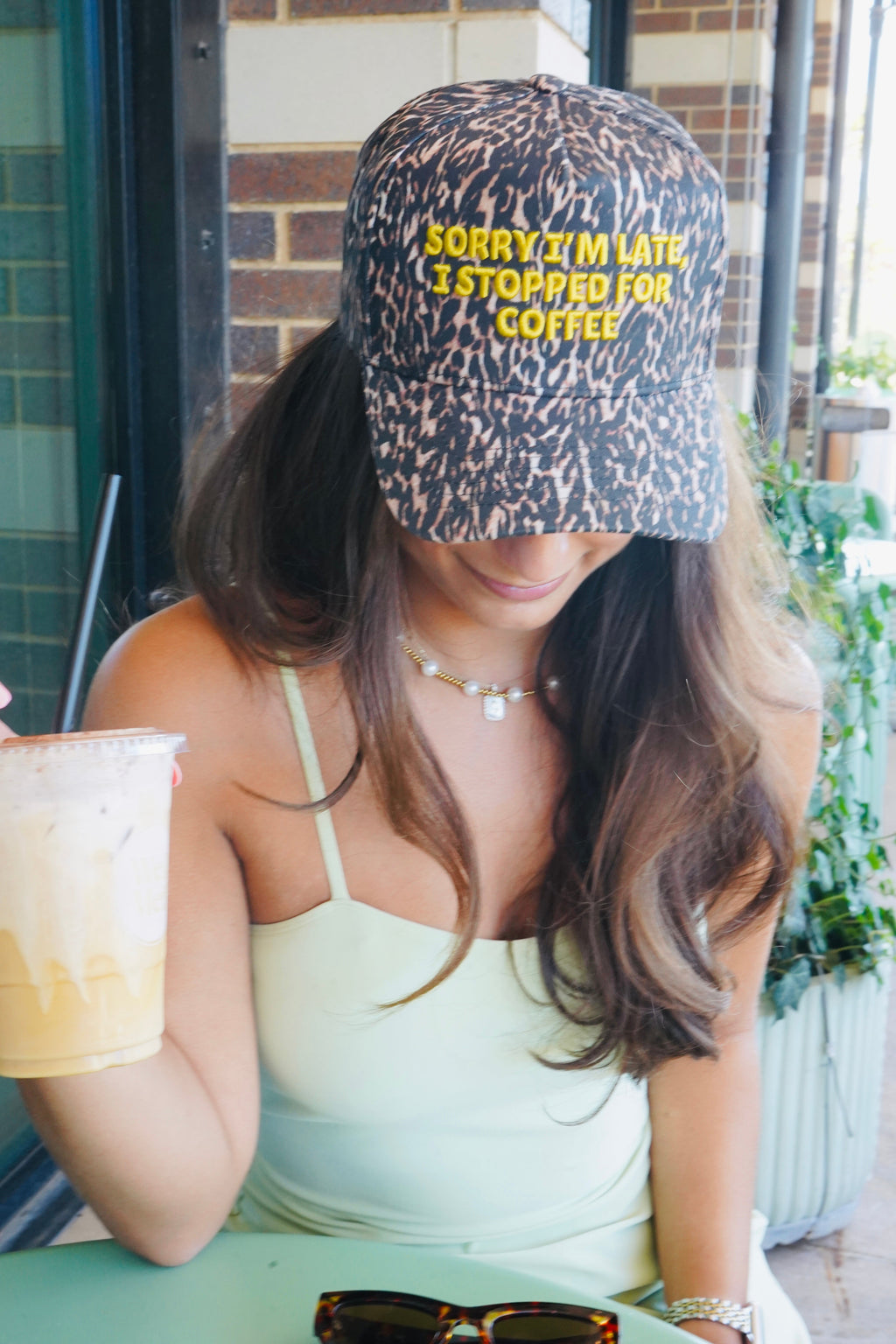 Sorry I'm Late, I Stopped for Coffee - Luxe Leopard Trucker Hat
