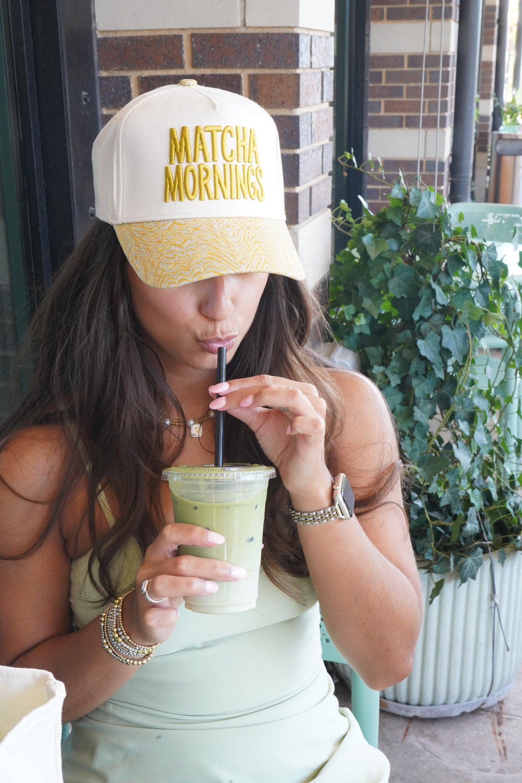 Matcha Mornings - Chartreuse Zebra Trucker Hat