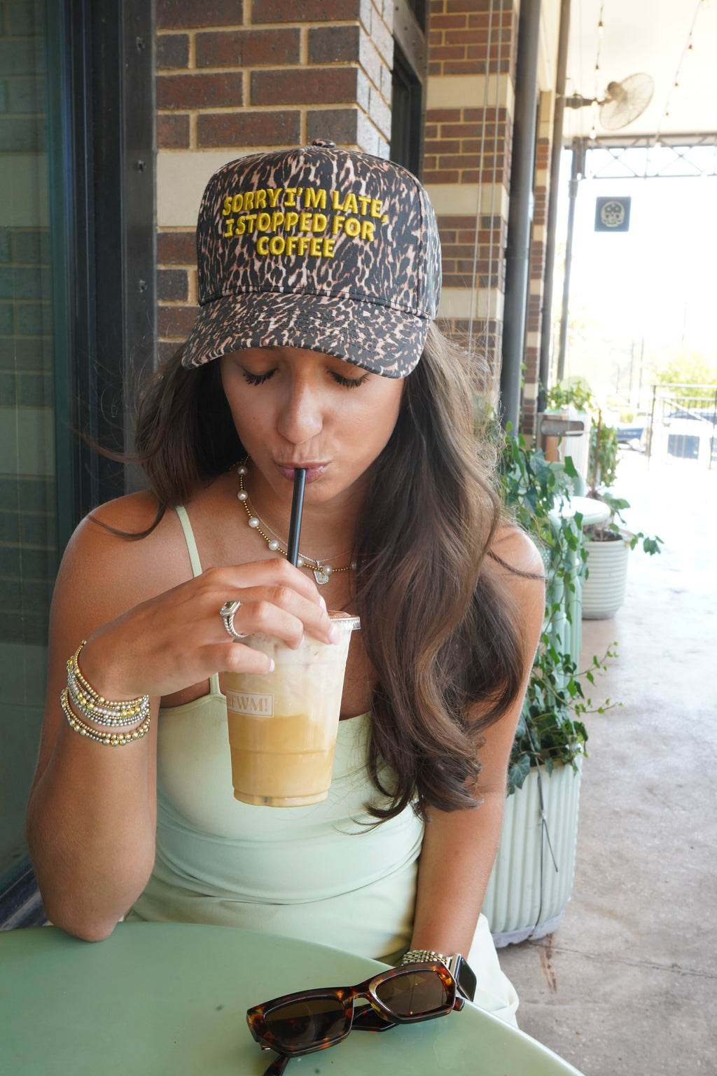 Sorry I'm Late, I Stopped for Coffee - Luxe Leopard Trucker Hat