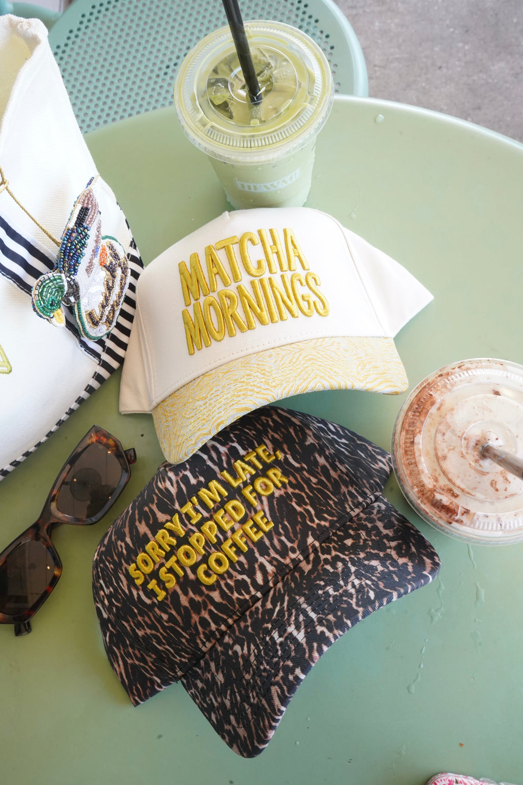 Matcha Mornings - Chartreuse Zebra Trucker Hat