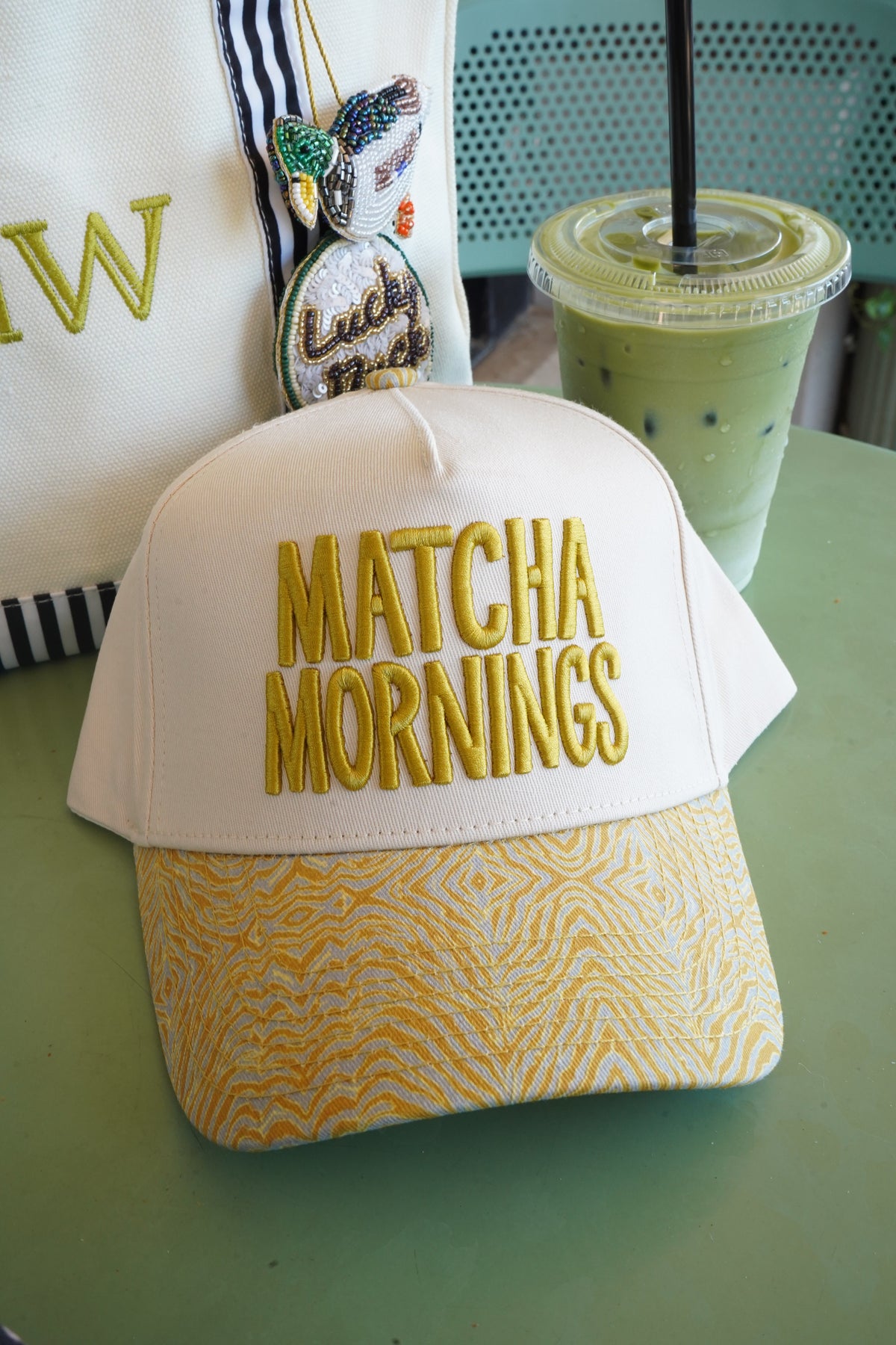 Matcha Mornings - Chartreuse Zebra Trucker Hat