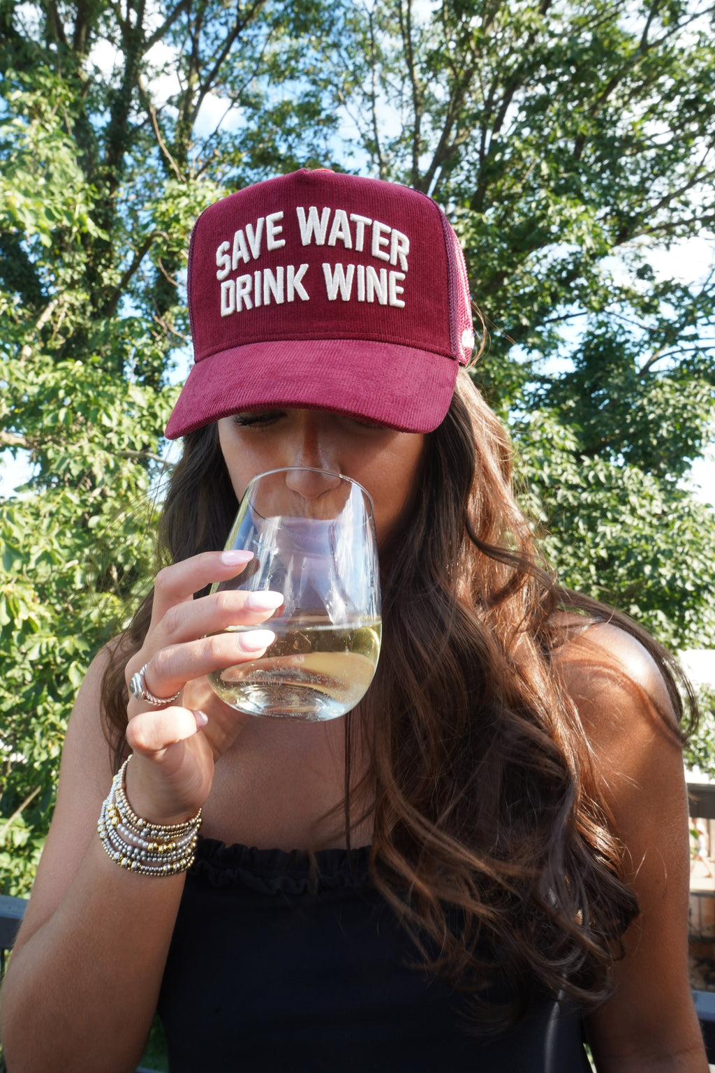 Save Water Drink Wine - Maroon Corduroy Trucker Hat