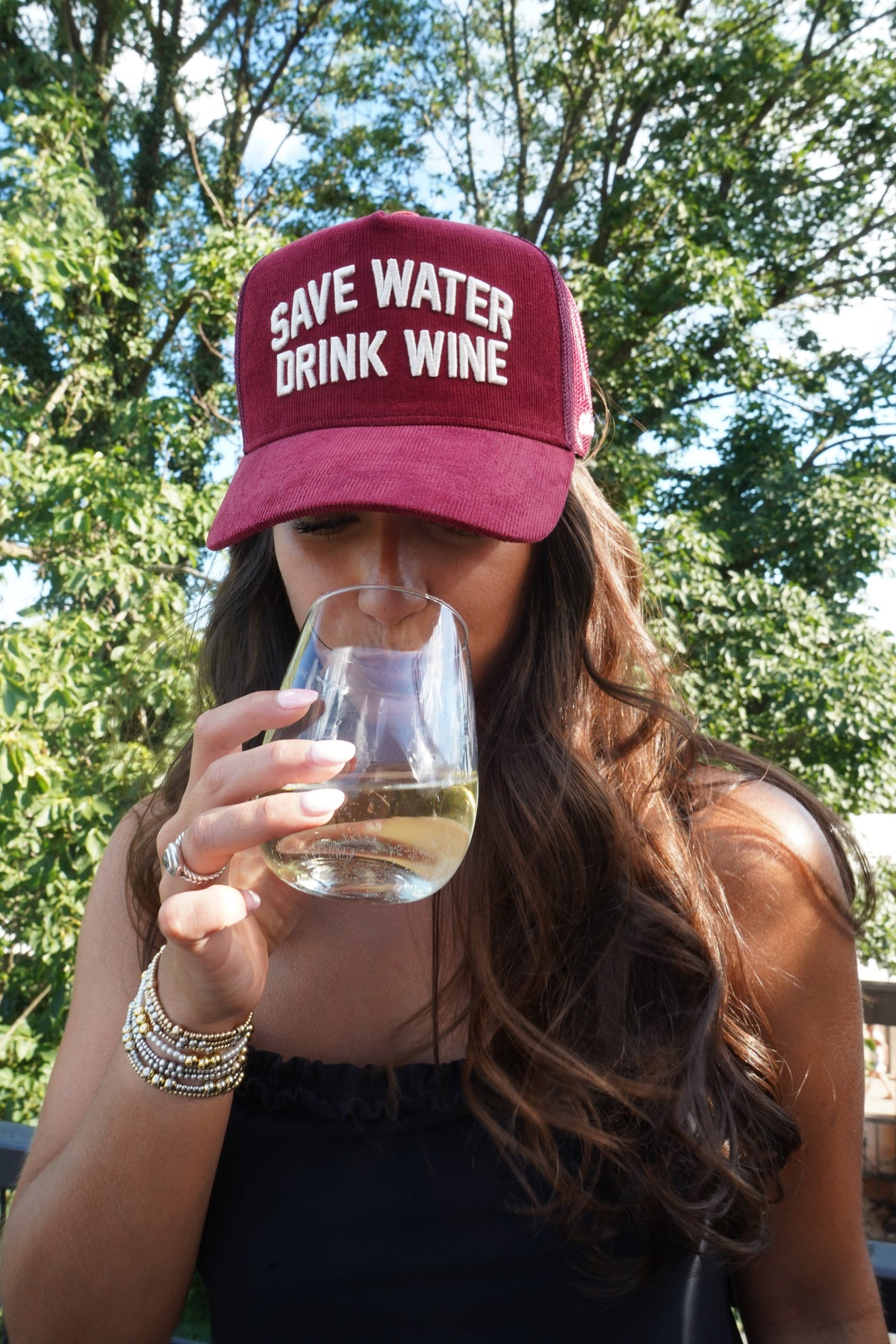 Save Water Drink Wine - Maroon Corduroy Trucker Hat