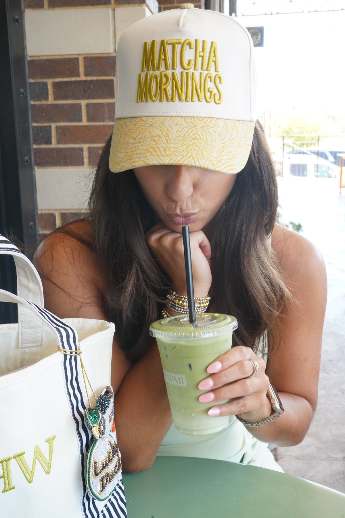 Matcha Mornings - Chartreuse Zebra Trucker Hat