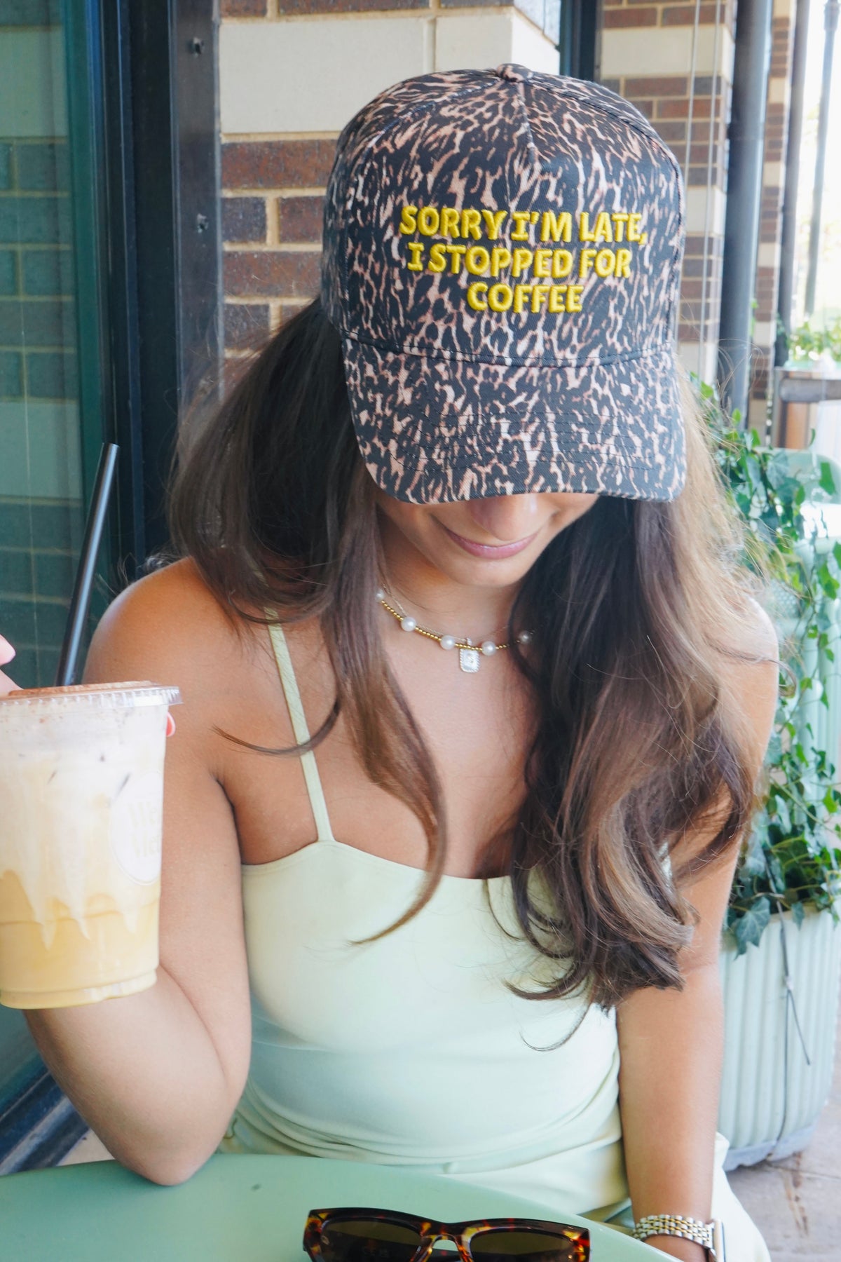 Sorry I'm Late, I Stopped for Coffee - Luxe Leopard Trucker Hat