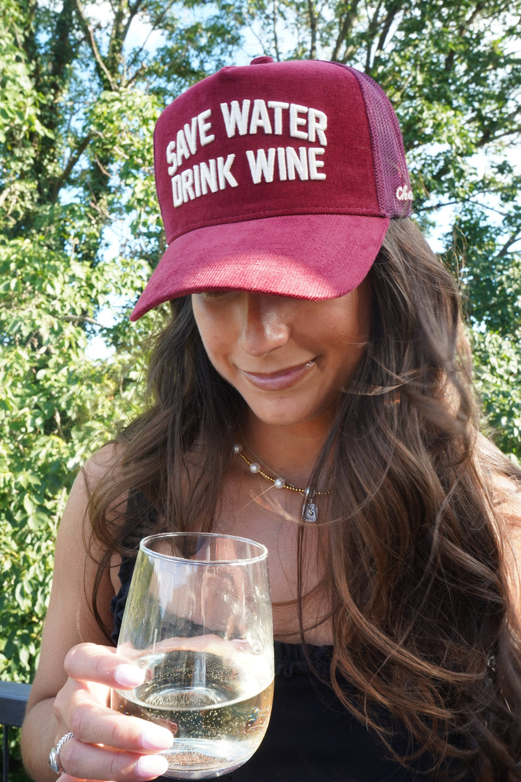 Save Water Drink Wine - Maroon Corduroy Trucker Hat