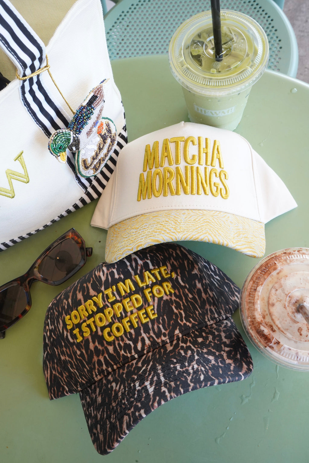 Matcha Mornings - Chartreuse Zebra Trucker Hat