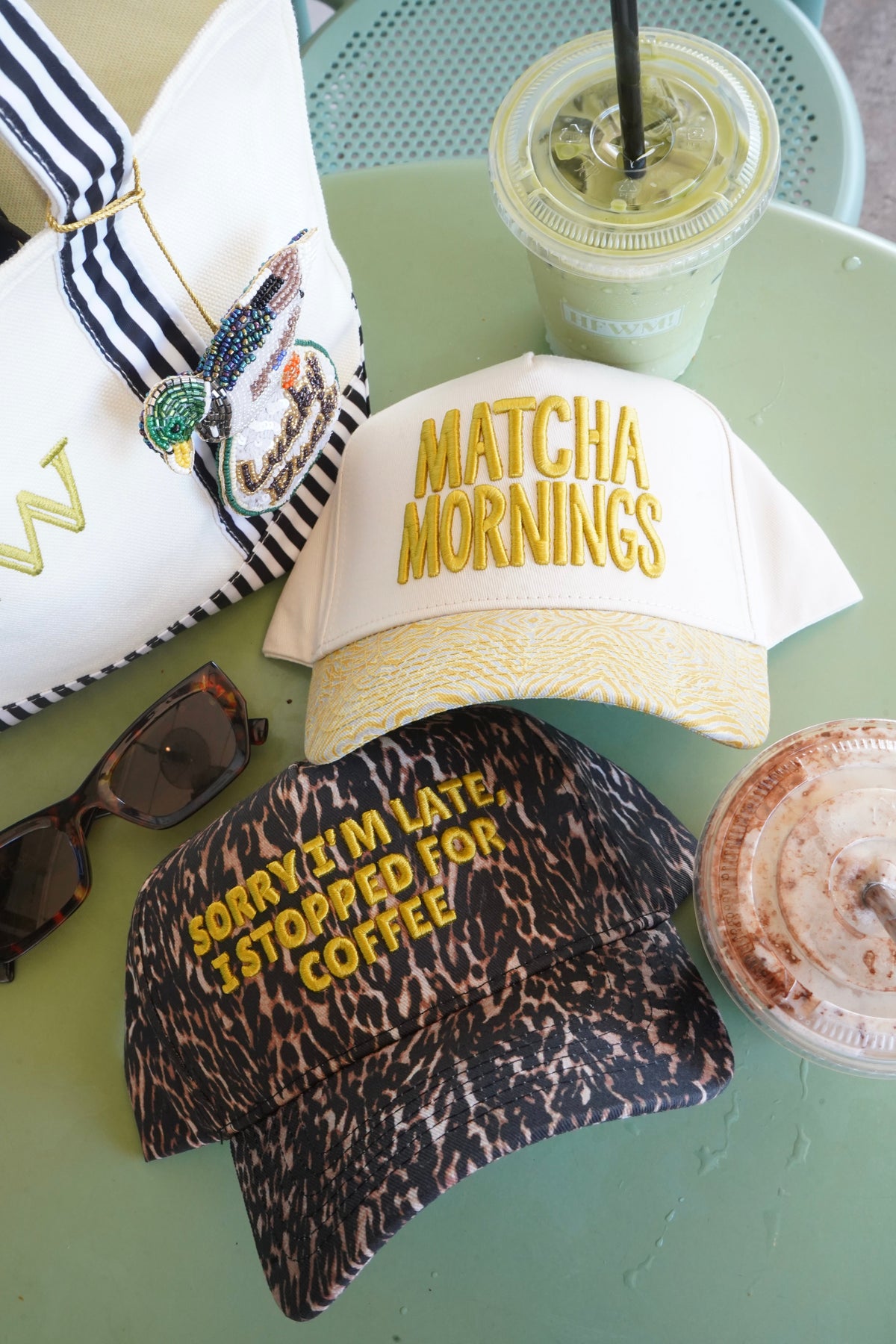 Matcha Mornings - Chartreuse Zebra Trucker Hat