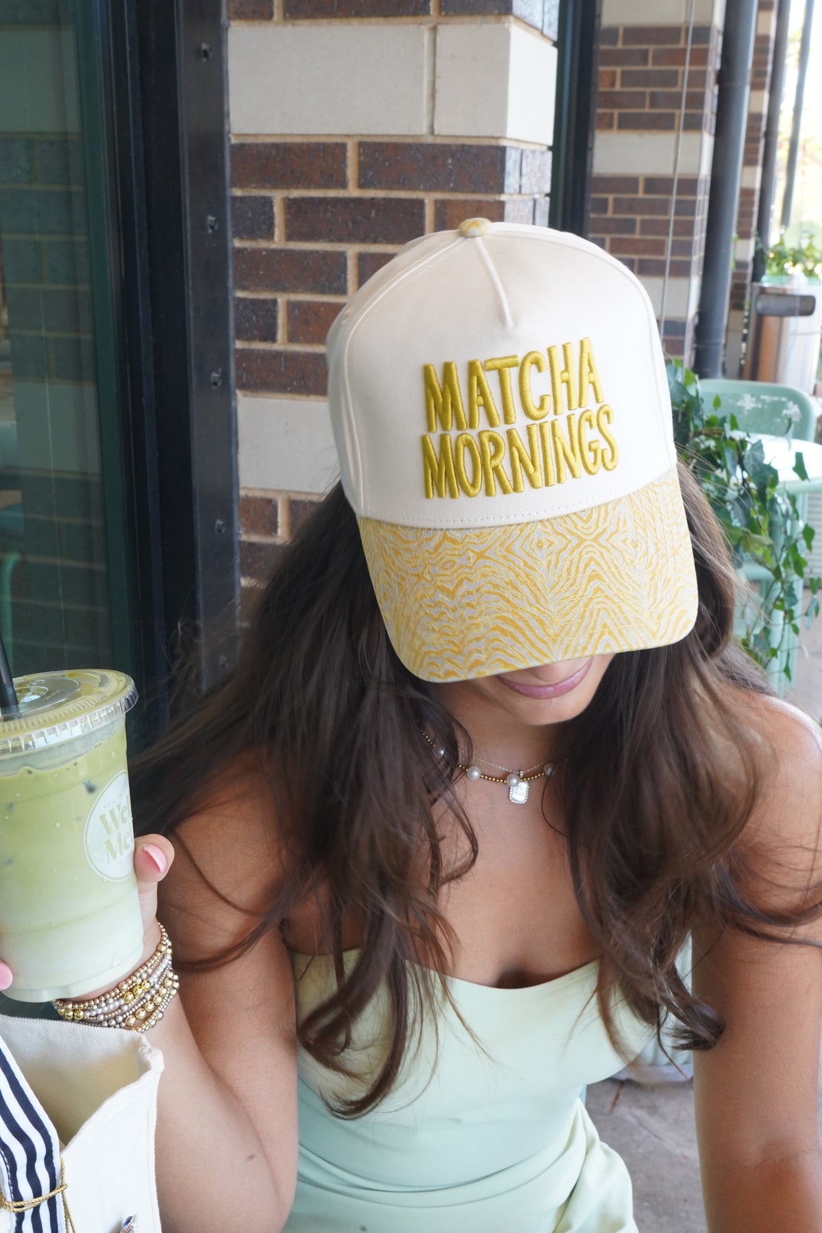 Matcha Mornings - Chartreuse Zebra Trucker Hat