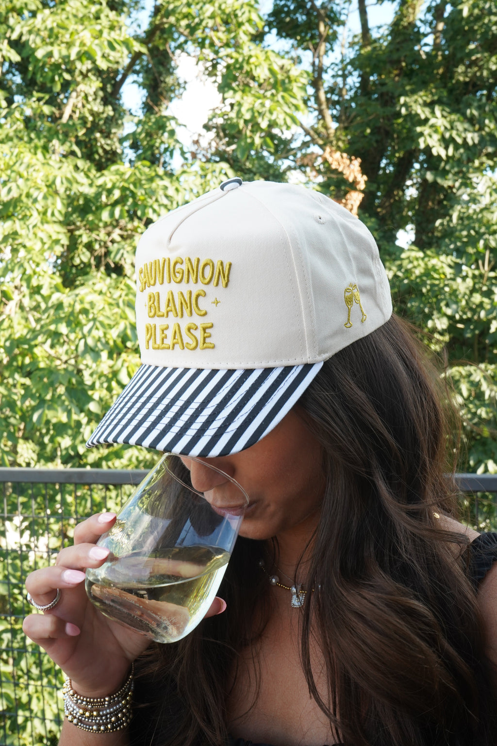 Sauvignon Blanc Please - Black & White Stripe Trucker Hat