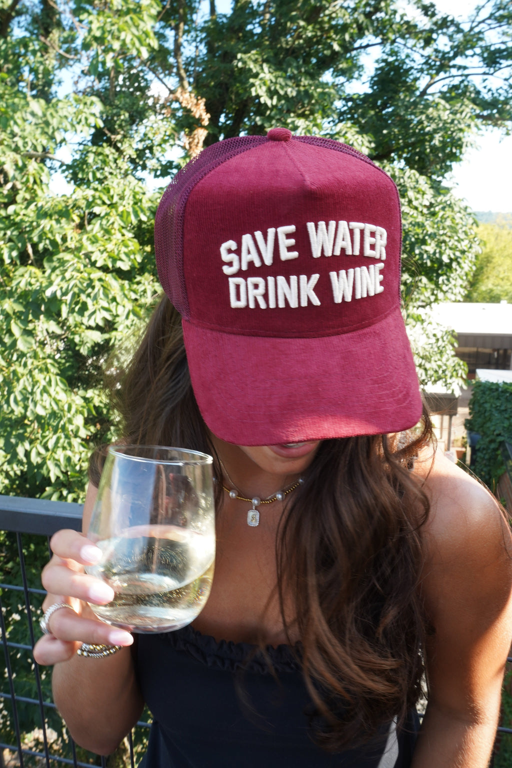 Save Water Drink Wine - Maroon Corduroy Trucker Hat