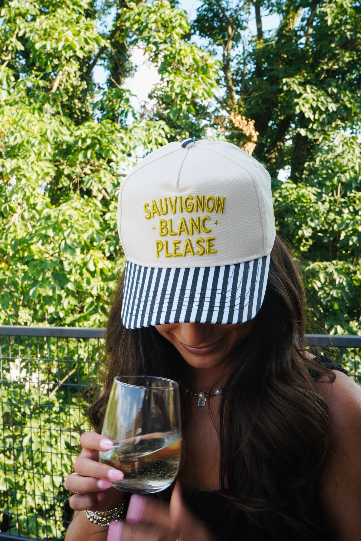 Sauvignon Blanc Please - Black & White Stripe Trucker Hat