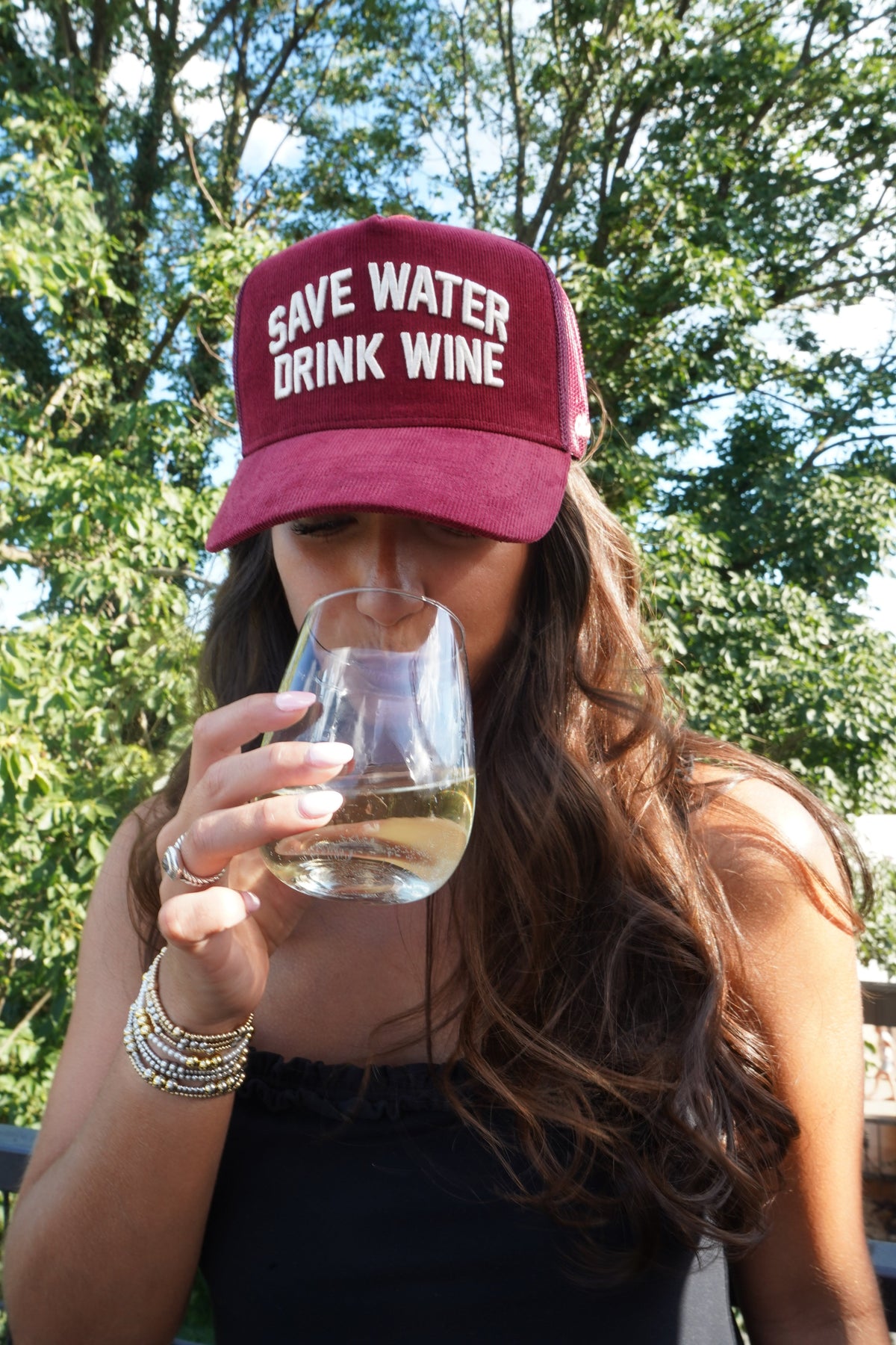Save Water Drink Wine - Maroon Corduroy Trucker Hat