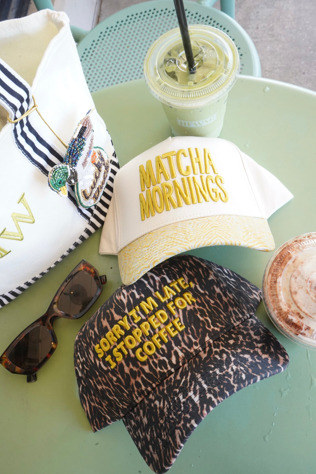 Sorry I'm Late, I Stopped for Coffee - Luxe Leopard Trucker Hat