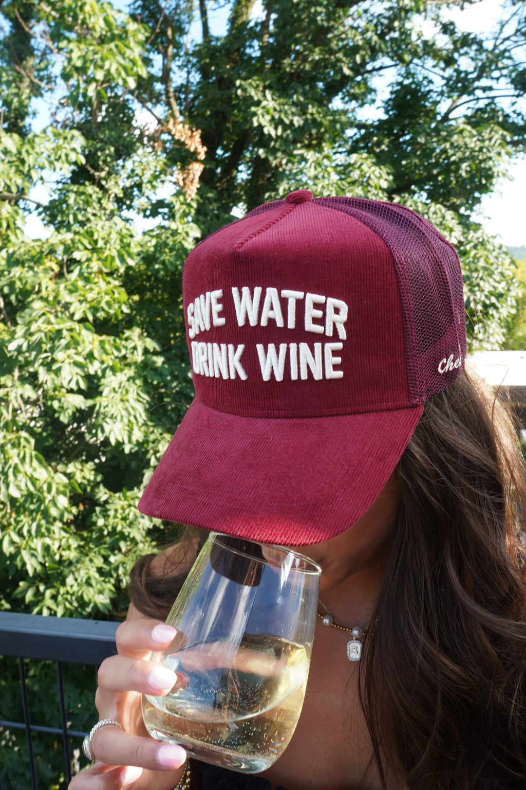 Save Water Drink Wine - Maroon Corduroy Trucker Hat