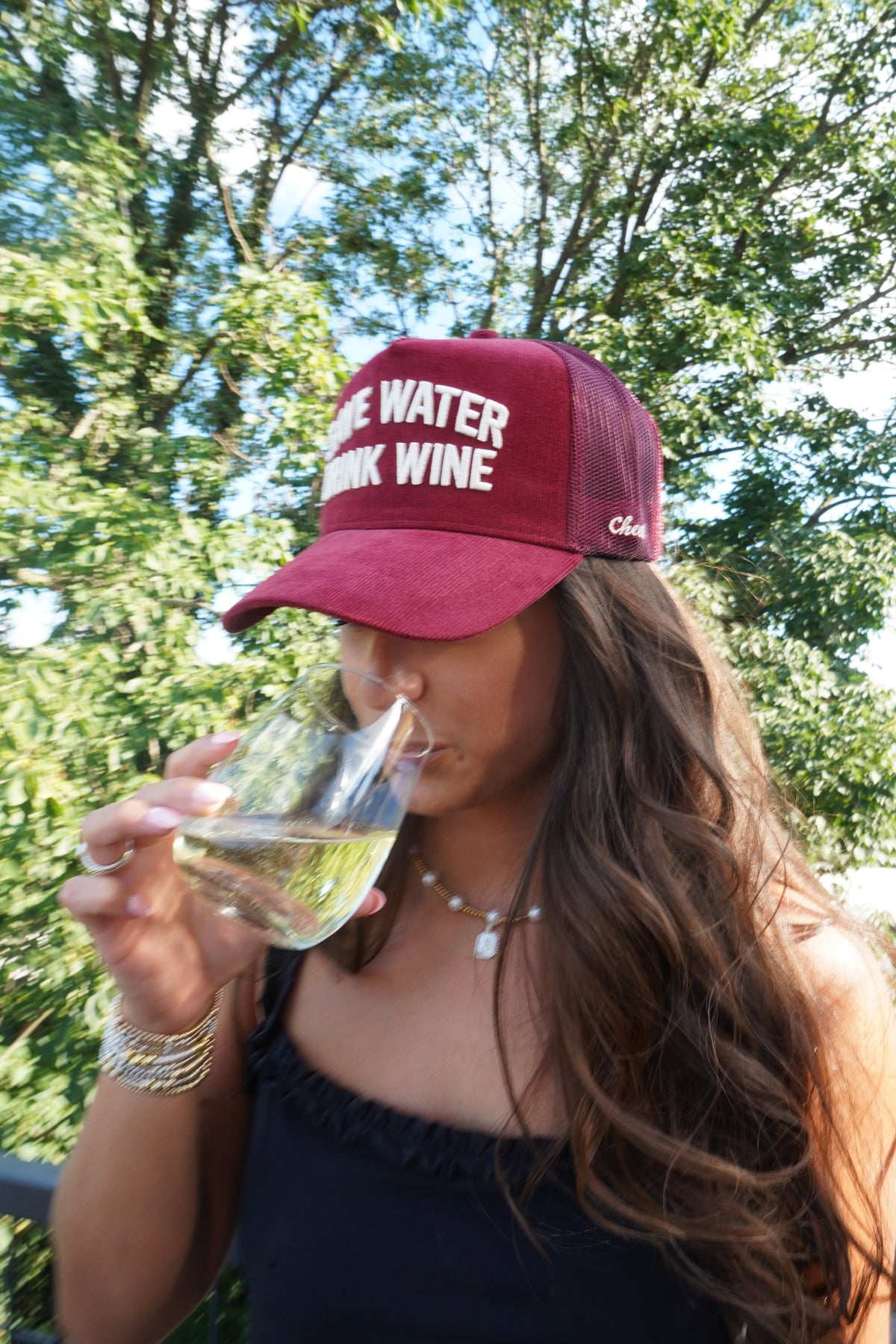 Save Water Drink Wine - Maroon Corduroy Trucker Hat