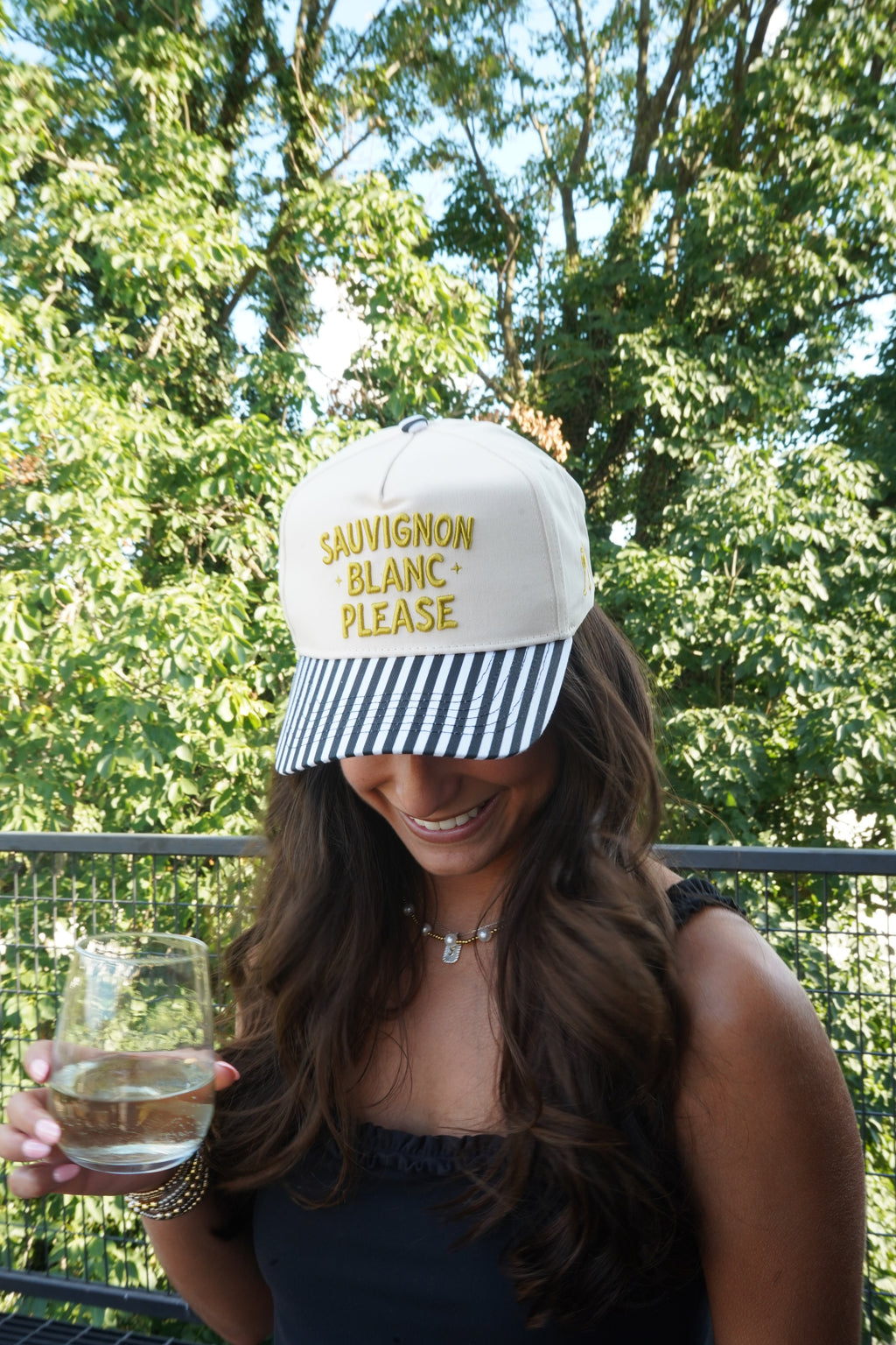 Sauvignon Blanc Please - Black & White Stripe Trucker Hat