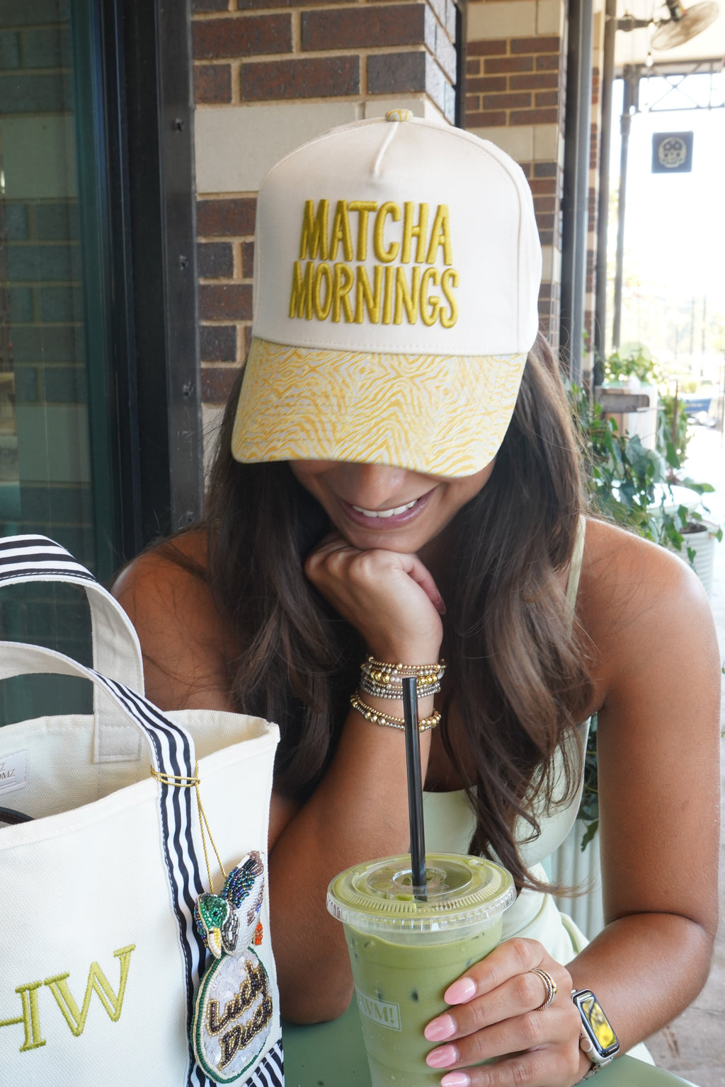 Matcha Mornings - Chartreuse Zebra Trucker Hat