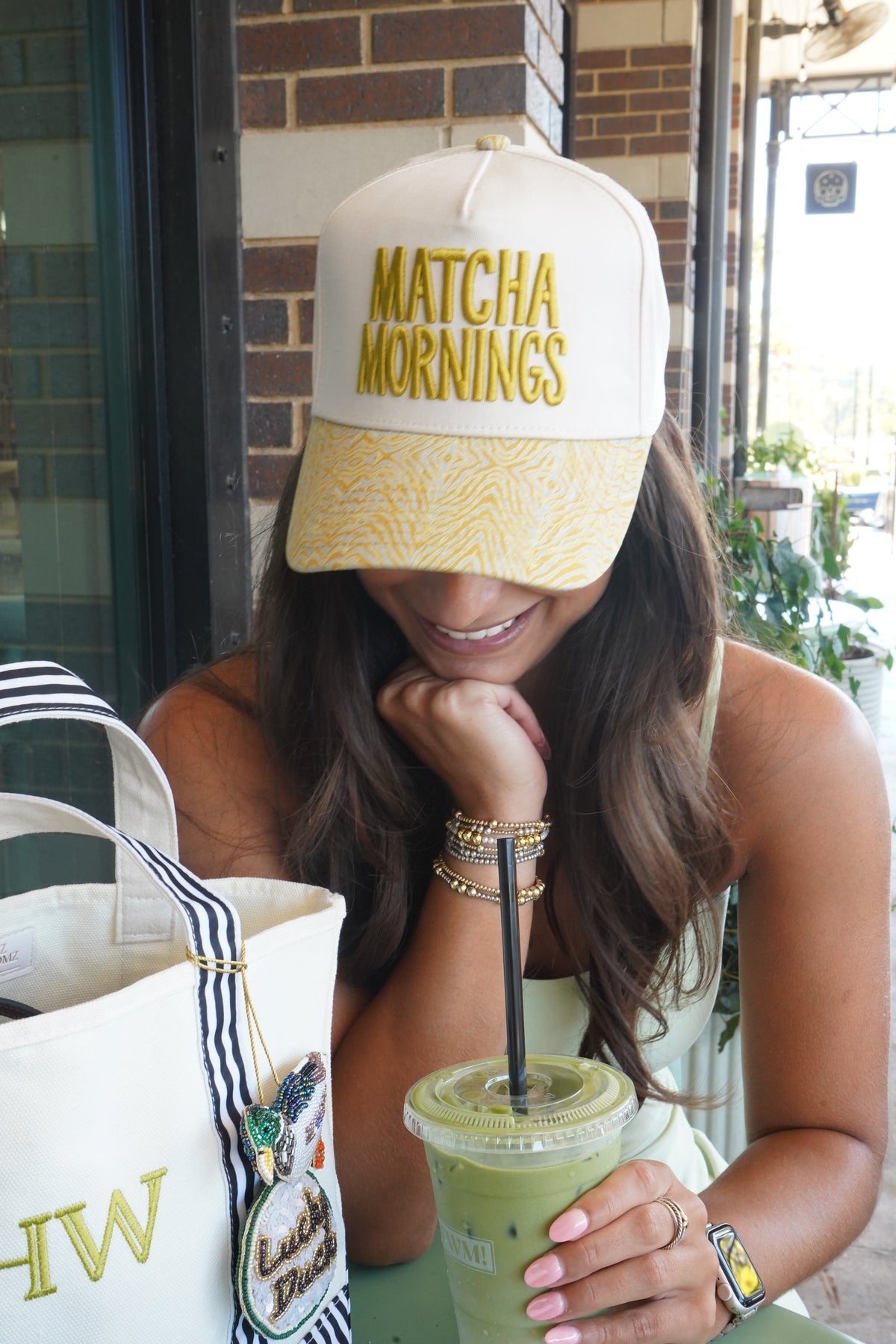 Matcha Mornings - Chartreuse Zebra Trucker Hat