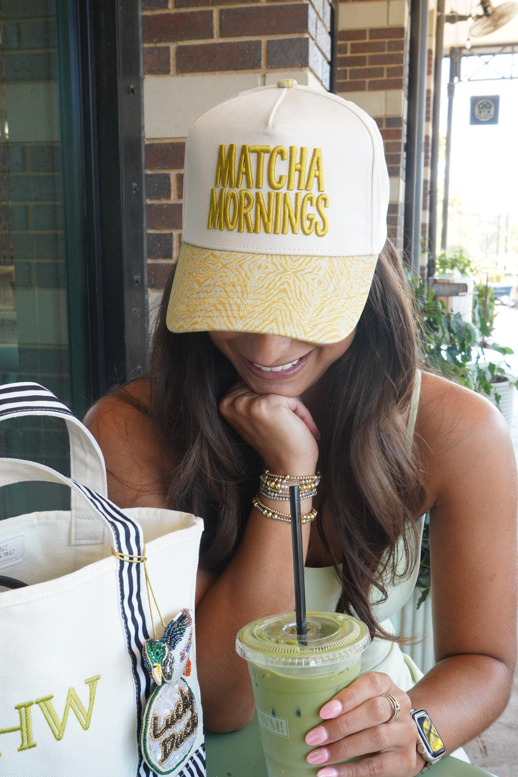 Matcha Mornings - Chartreuse Zebra Trucker Hat