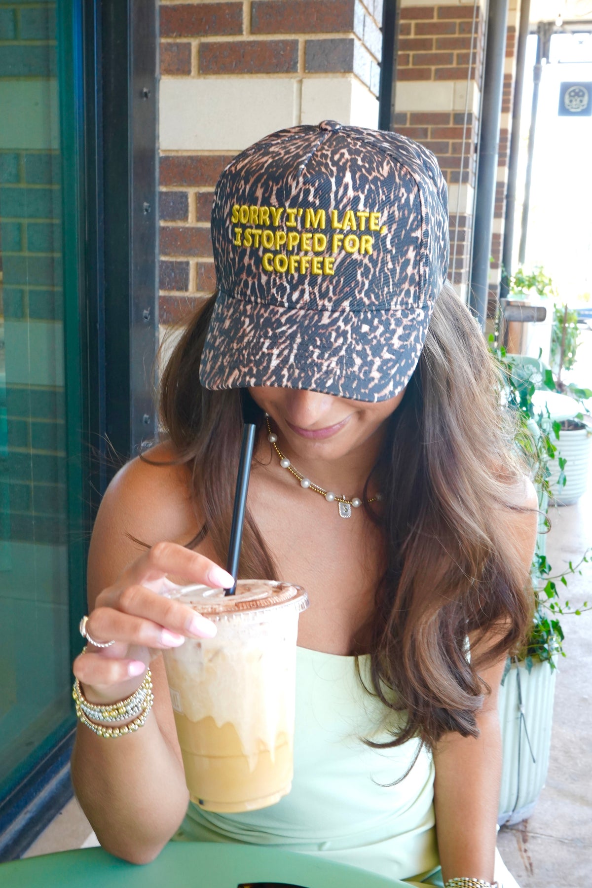 Sorry I'm Late, I Stopped for Coffee - Luxe Leopard Trucker Hat