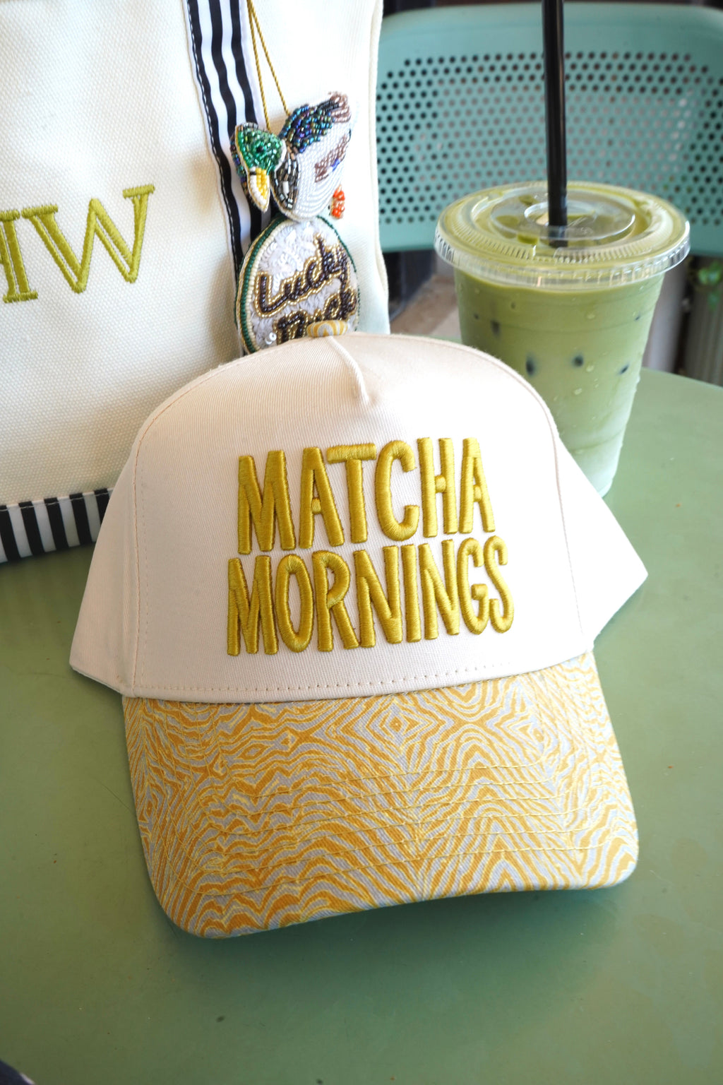 Matcha Mornings - Chartreuse Zebra Trucker Hat
