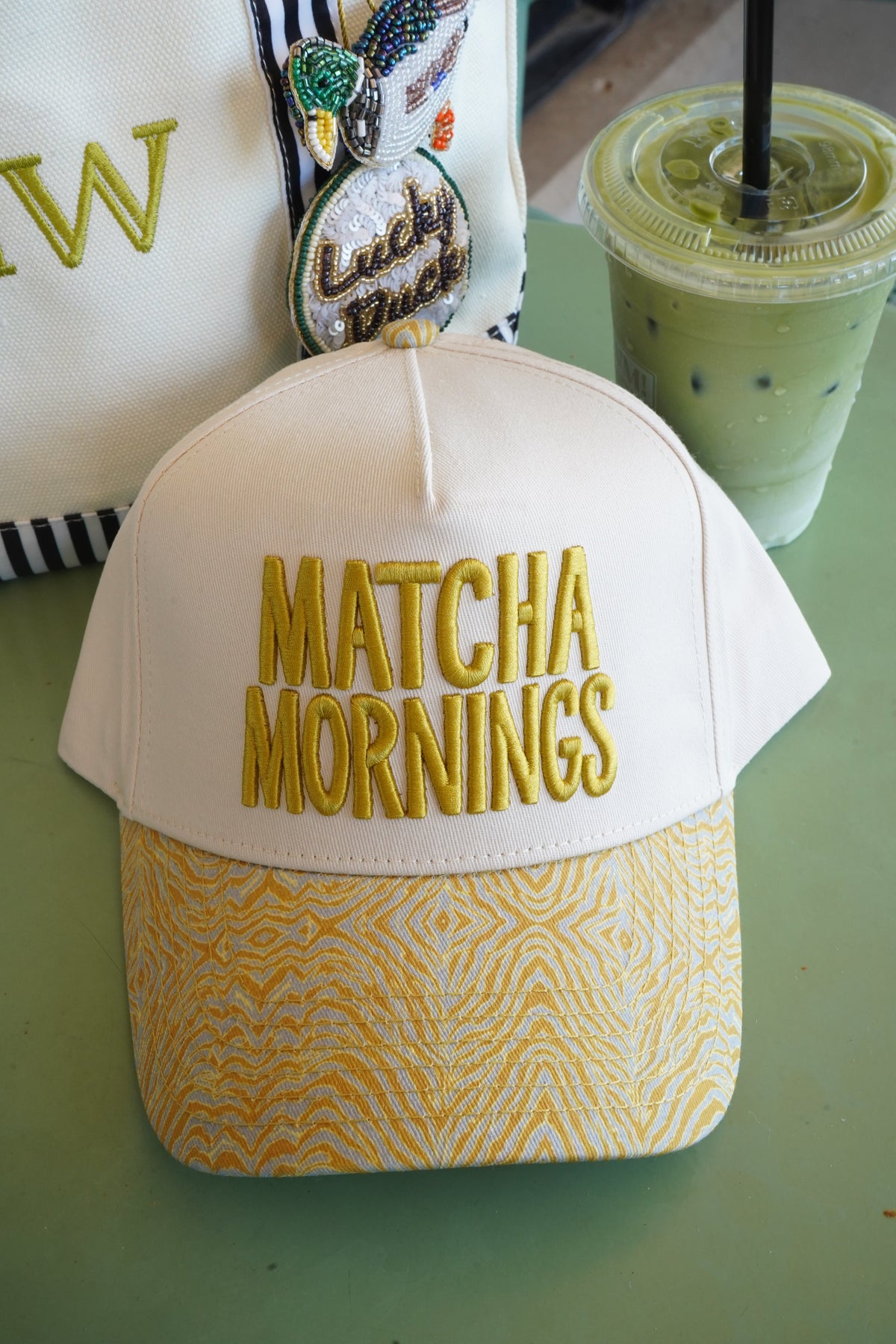 Matcha Mornings - Chartreuse Zebra Trucker Hat
