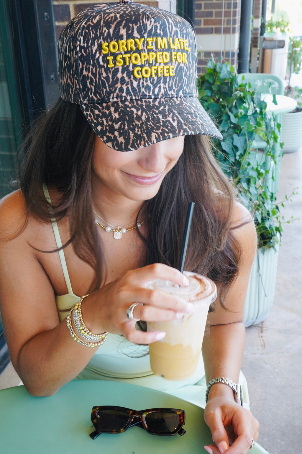 Sorry I'm Late, I Stopped for Coffee - Luxe Leopard Trucker Hat