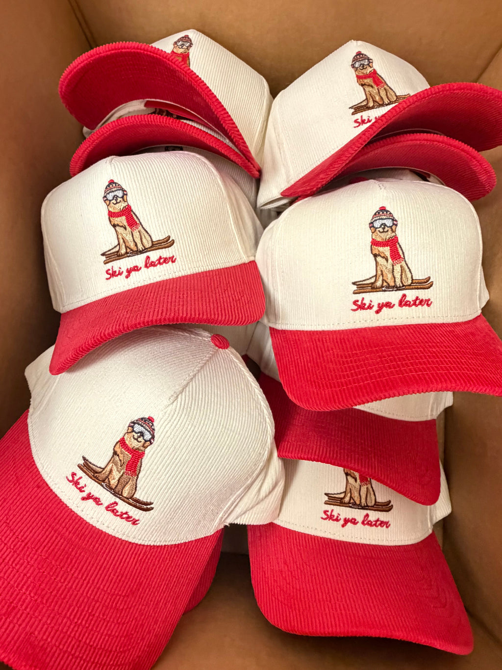 Ski Ya Later - Red Corduroy Hat