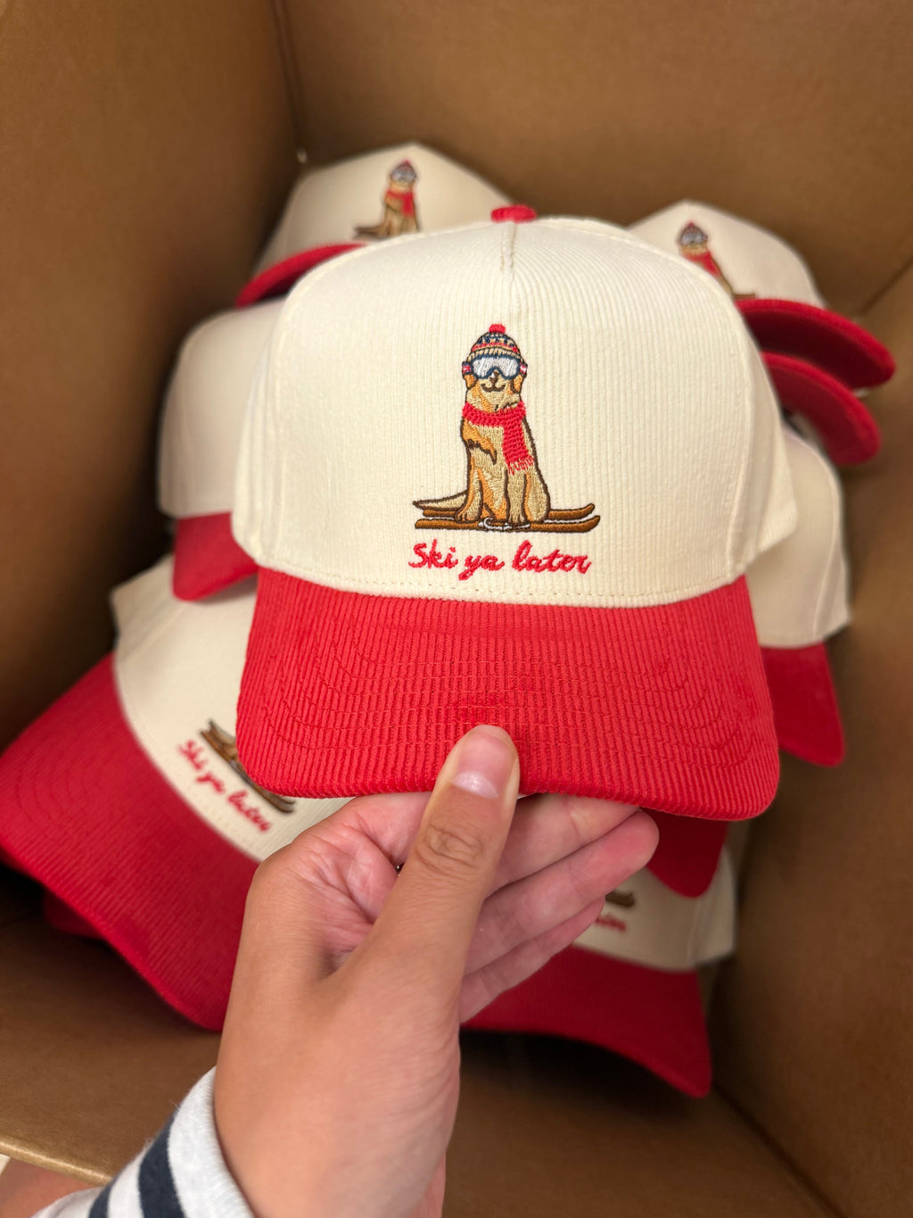 Ski Ya Later - Red Corduroy Hat