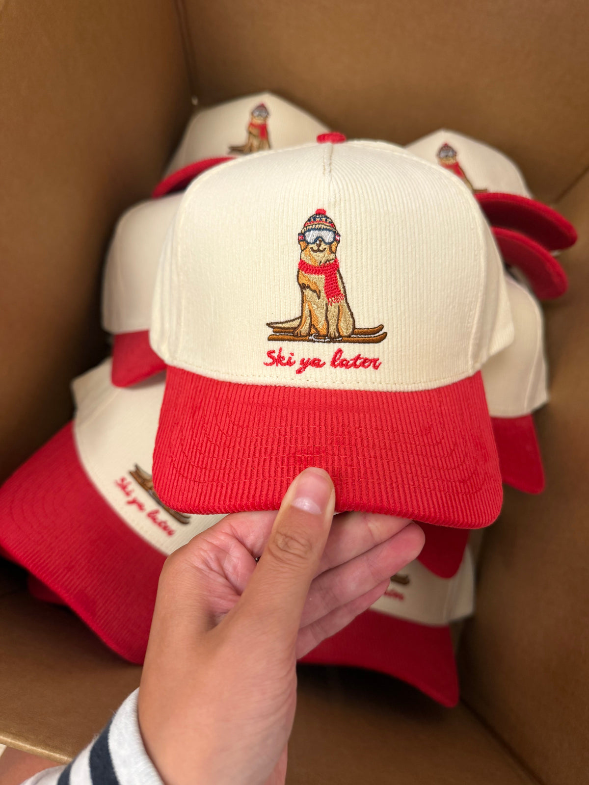 Ski Ya Later - Red Corduroy Hat