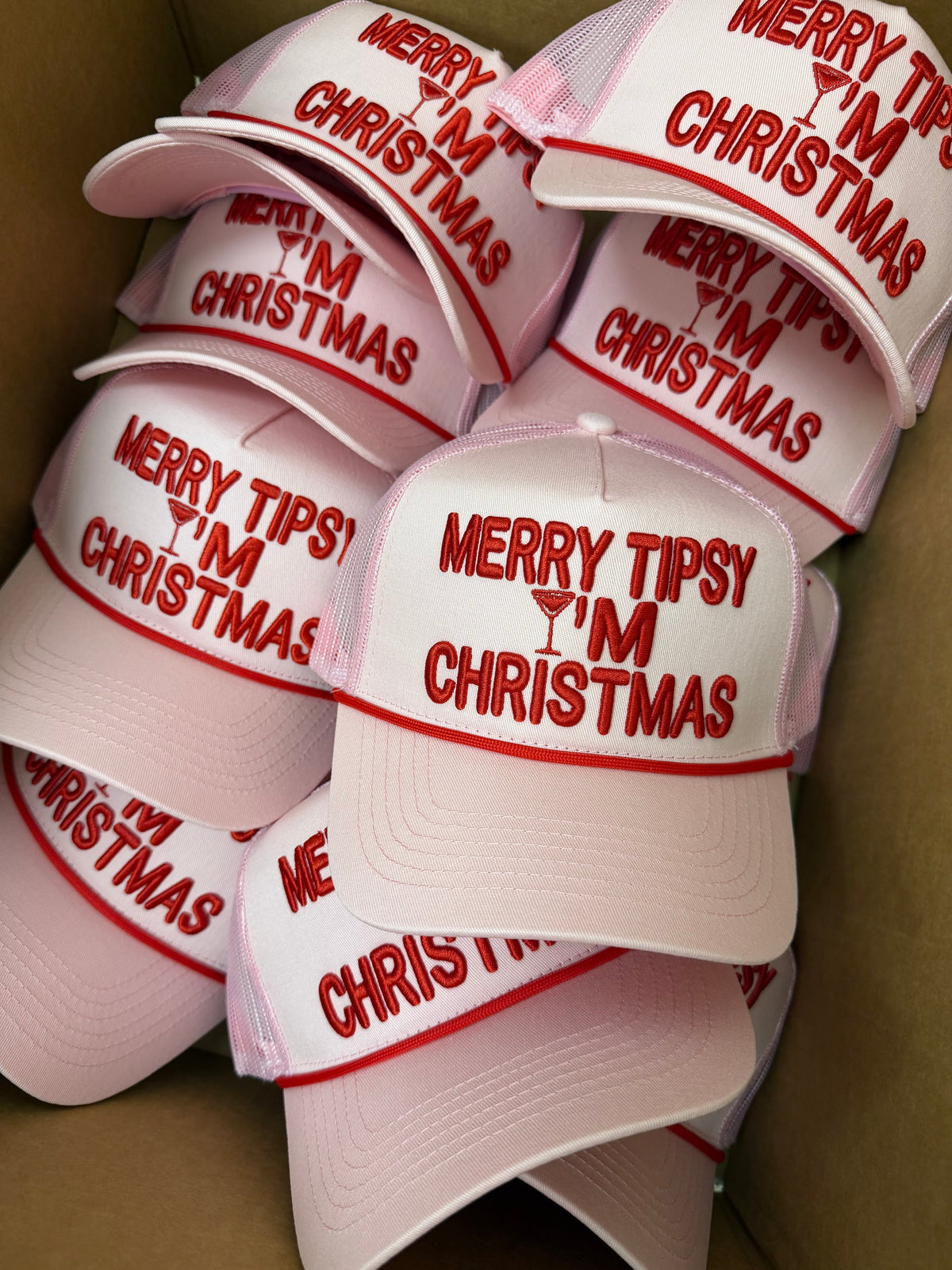 Merry Tipsy I'm Christmas - Pink Trucker Hat