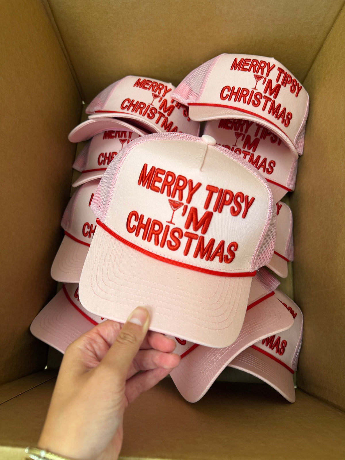 Merry Tipsy I'm Christmas - Pink Trucker Hat
