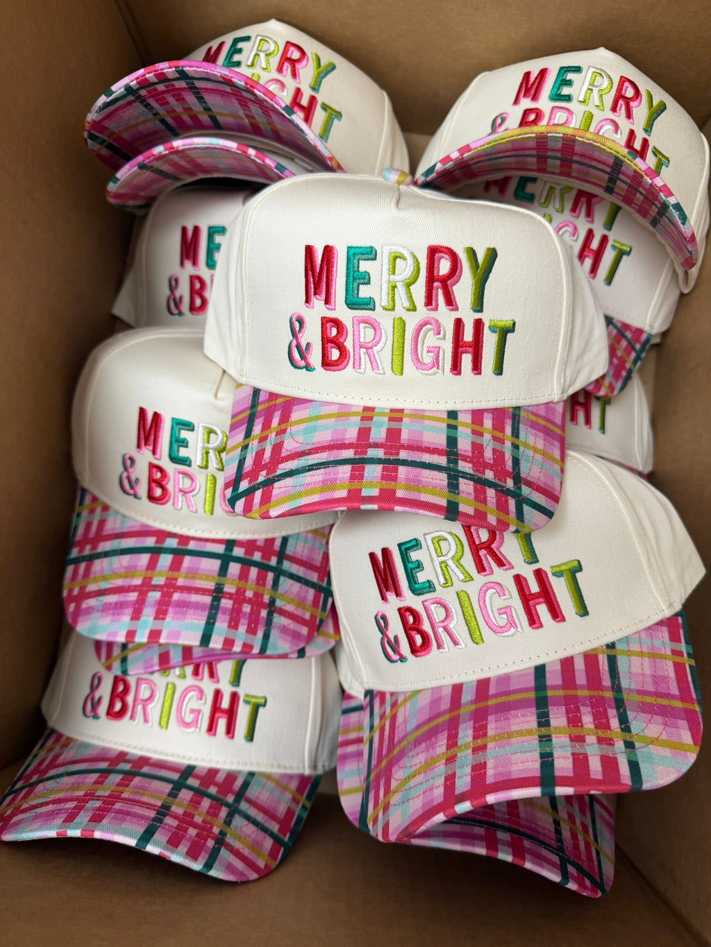 Merry & Bright - Confetti Plaid Trucker Hat