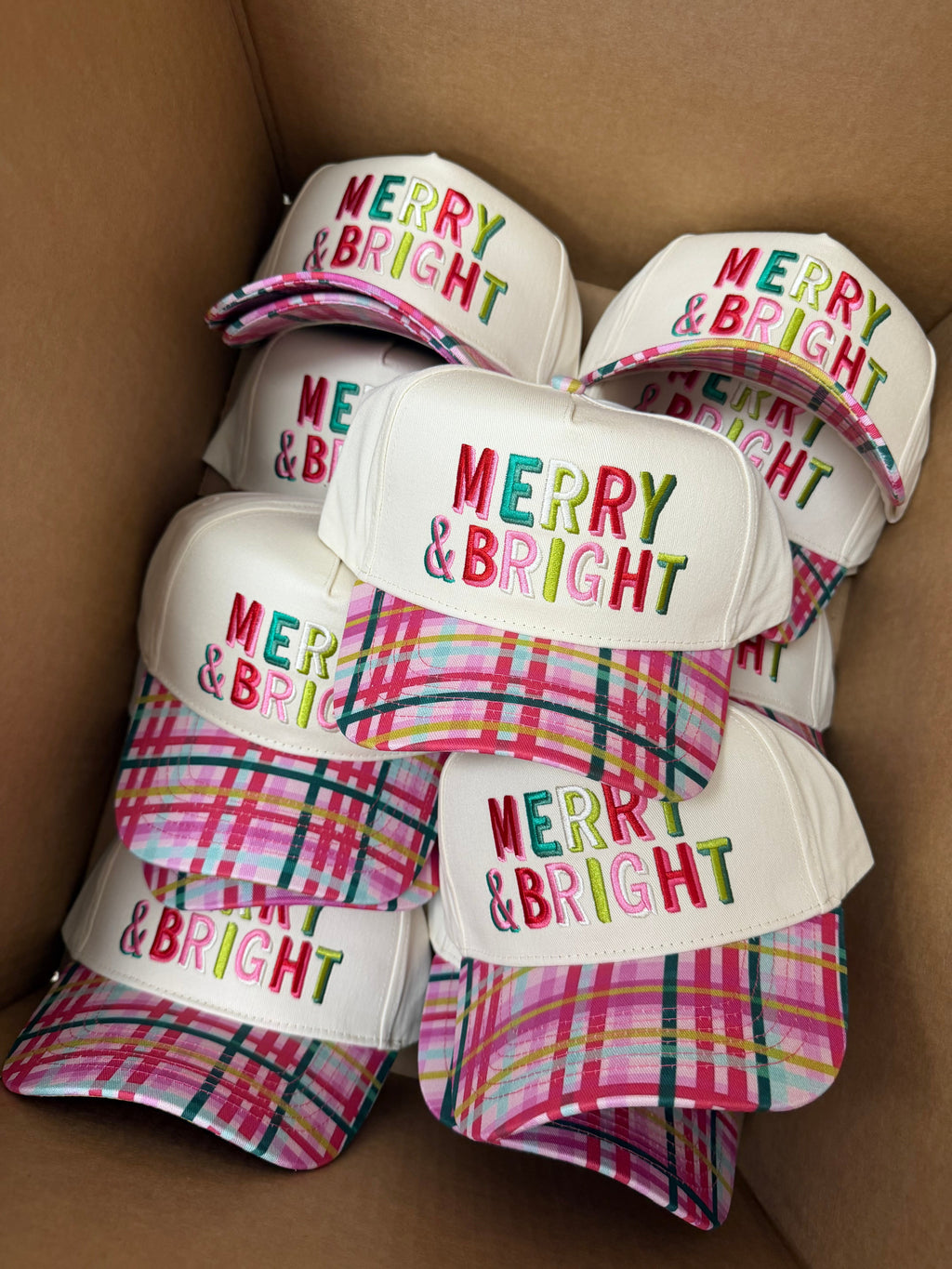Merry & Bright - Confetti Plaid Trucker Hat