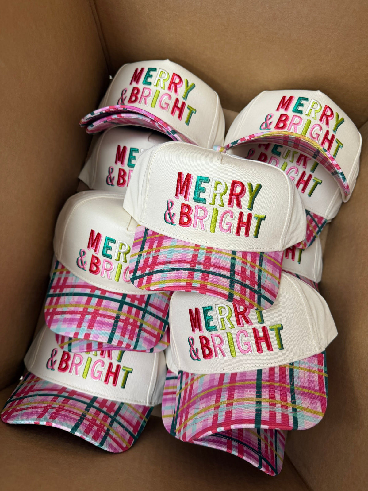 Merry & Bright - Confetti Plaid Trucker Hat