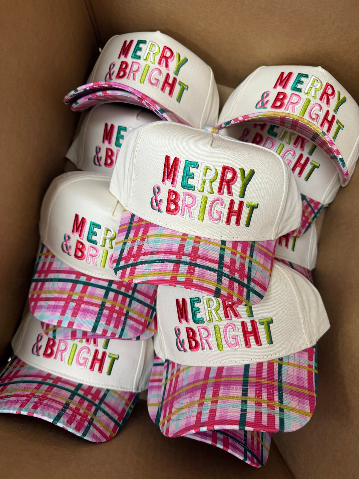 Merry & Bright - Confetti Plaid Trucker Hat