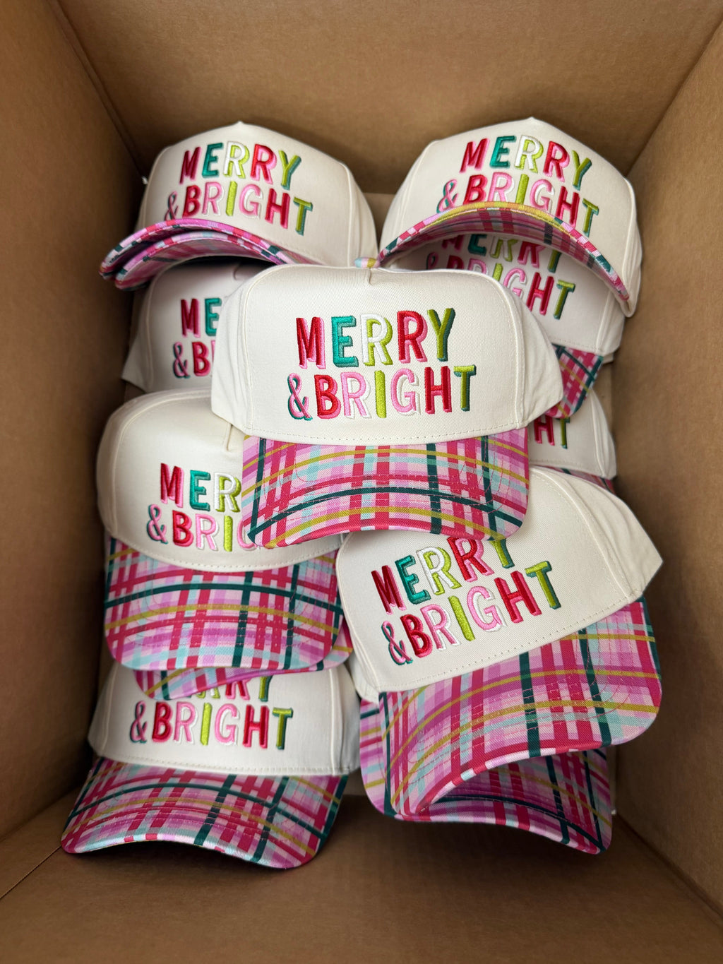 Merry & Bright - Confetti Plaid Trucker Hat